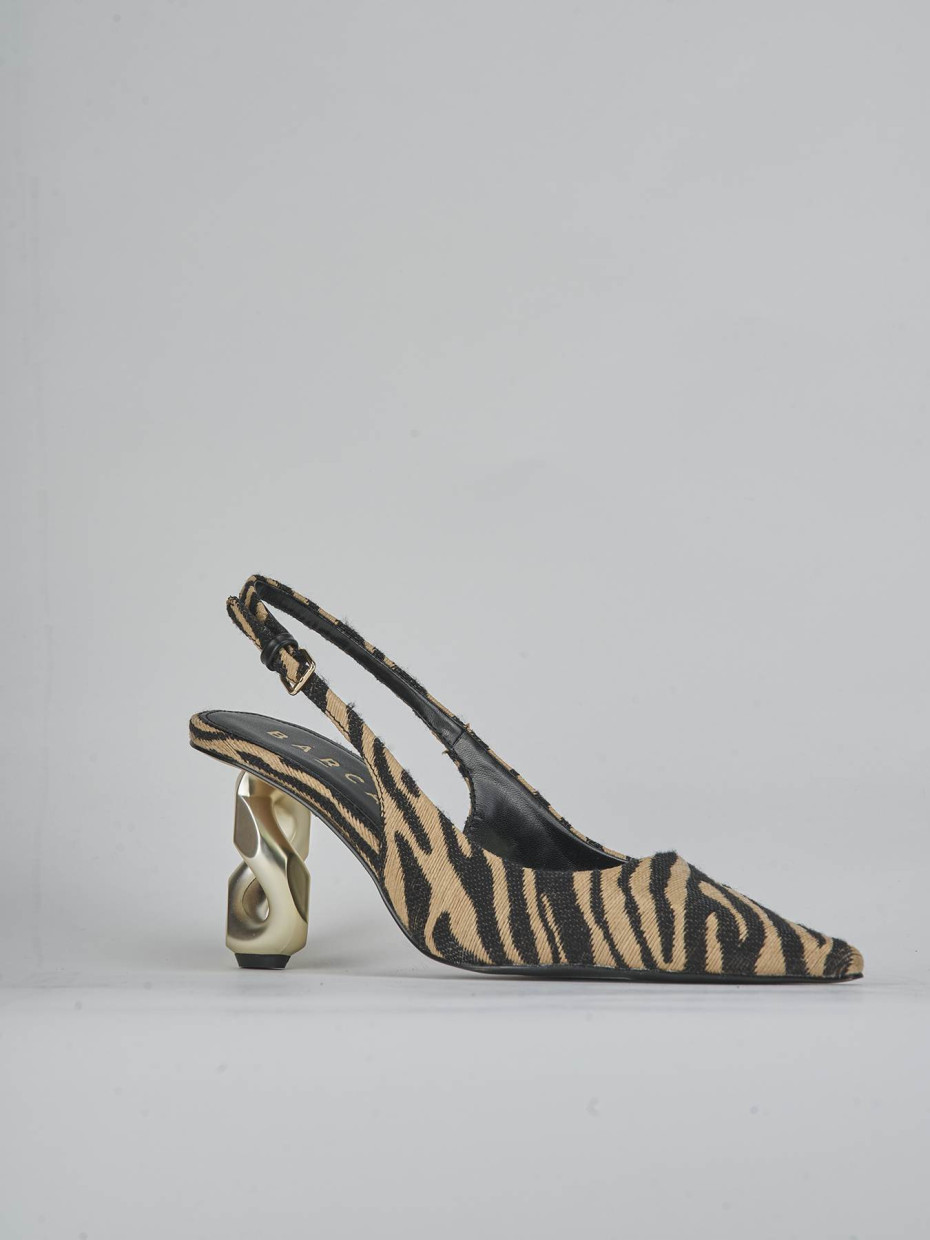 Décolleté e slingback tacco 6cm pelle multicolor