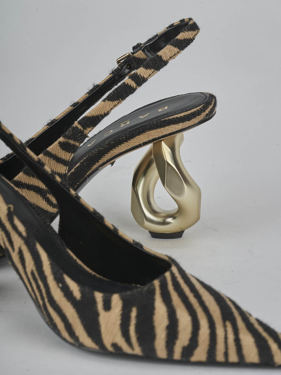 Décolleté e slingback tacco 6cm pelle multicolor