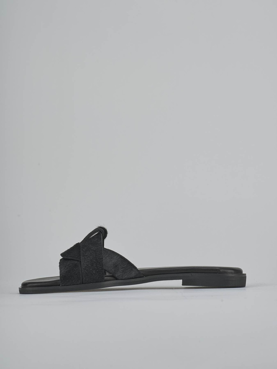 Ciabatte tacco 1cm cavallino nero