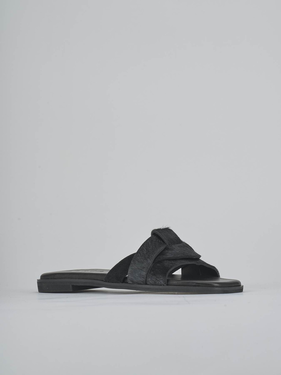 Ciabatte tacco 1cm cavallino nero
