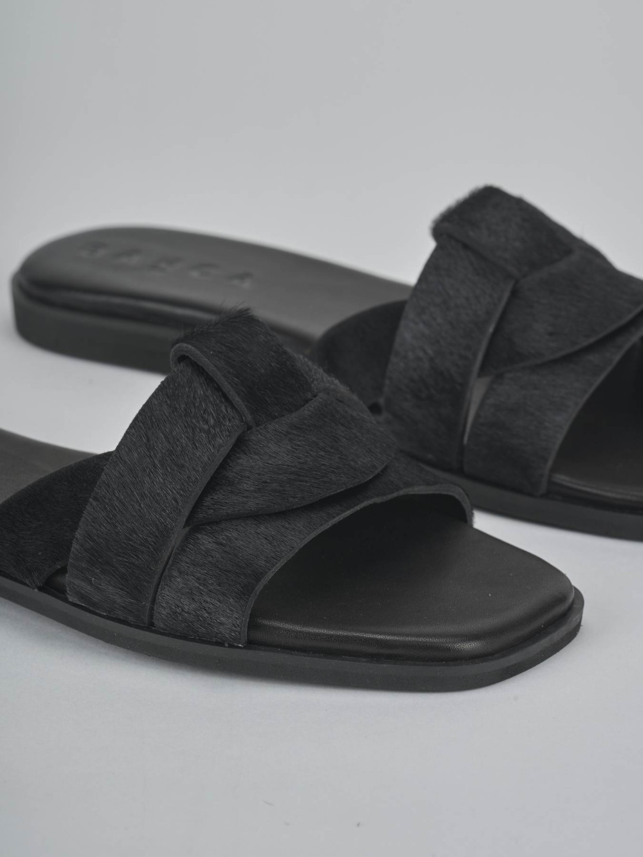 Ciabatte tacco 1cm cavallino nero