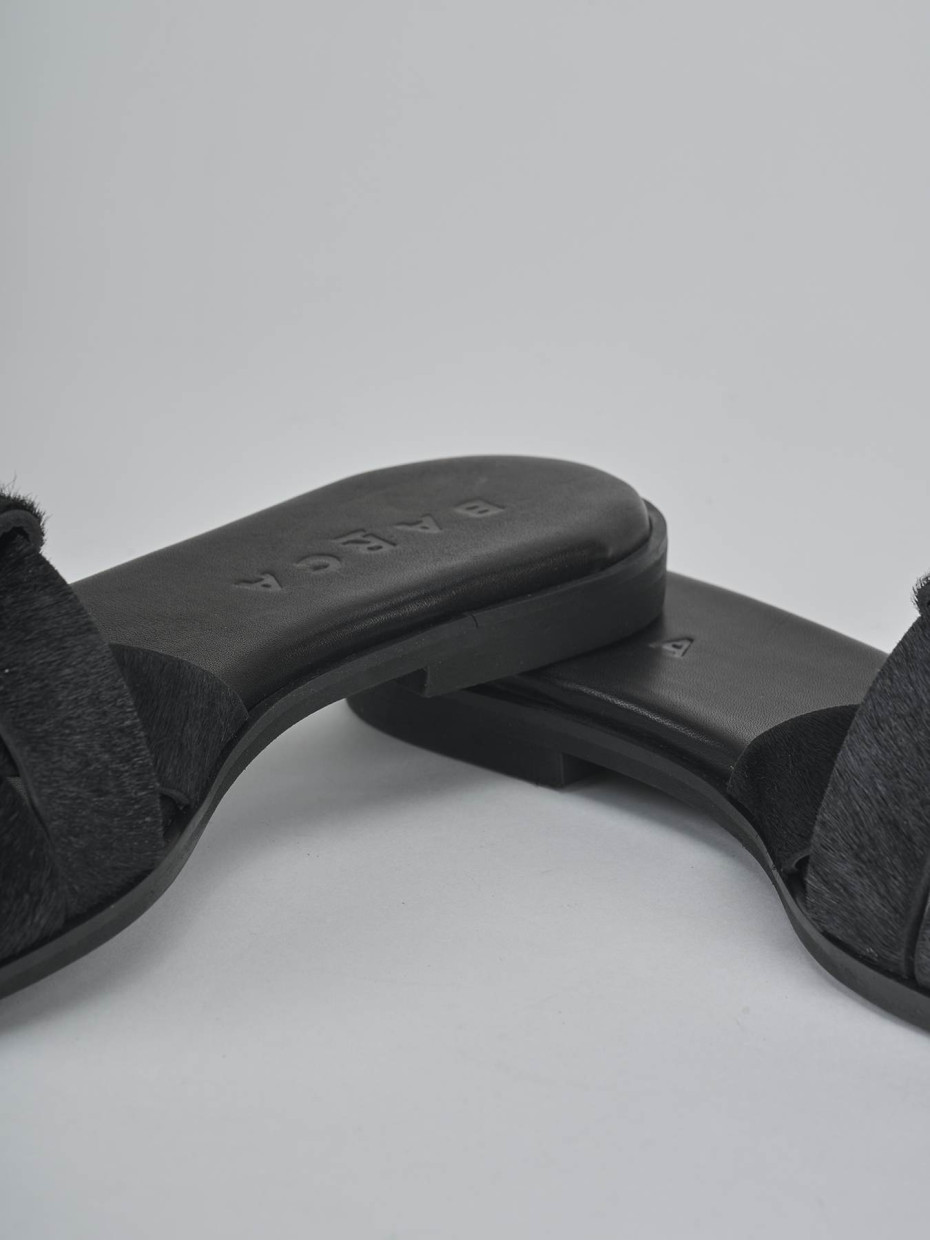 Ciabatte tacco 1cm cavallino nero