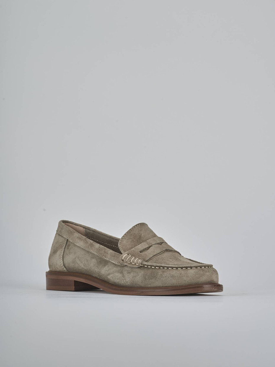 Mocassini tacco 1cm camoscio beige