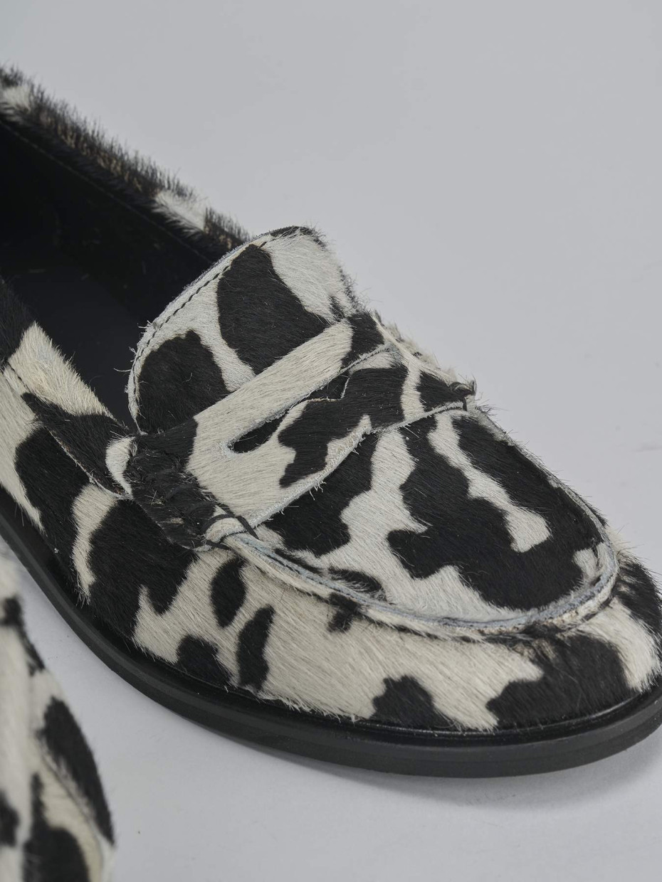 Mocassini tacco 1cm cavallino nero