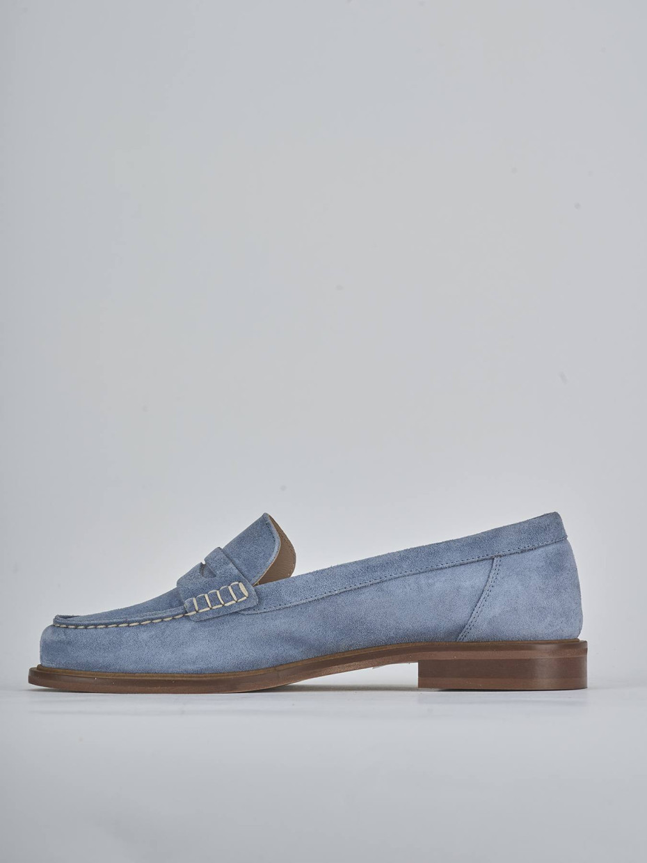 Mocassini tacco 1cm camoscio jeans