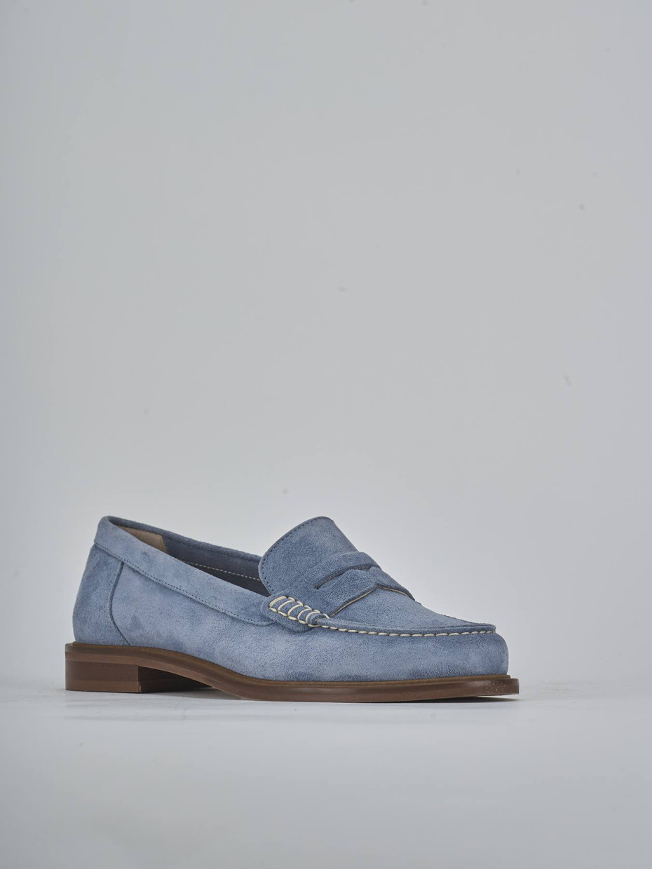 Mocassini tacco 1cm camoscio jeans