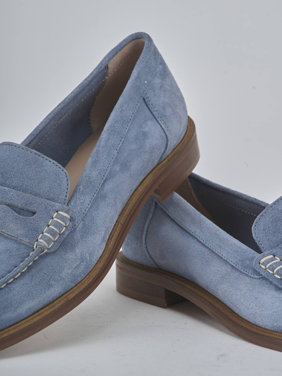 Mocassini tacco 1cm camoscio jeans