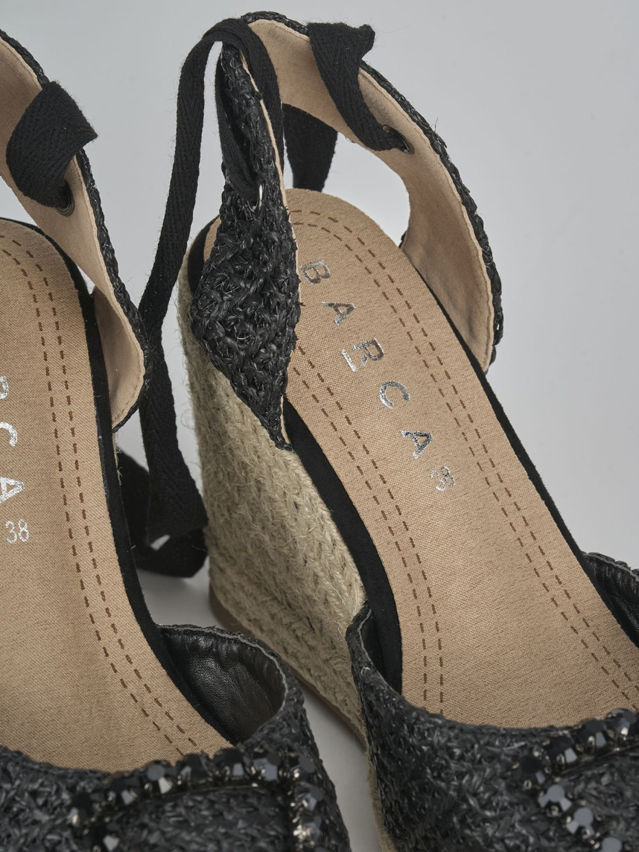 Espadrillas tacco 8cm pelle nero