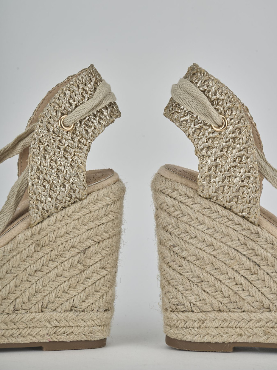 Espadrillas tacco 8cm pelle oro