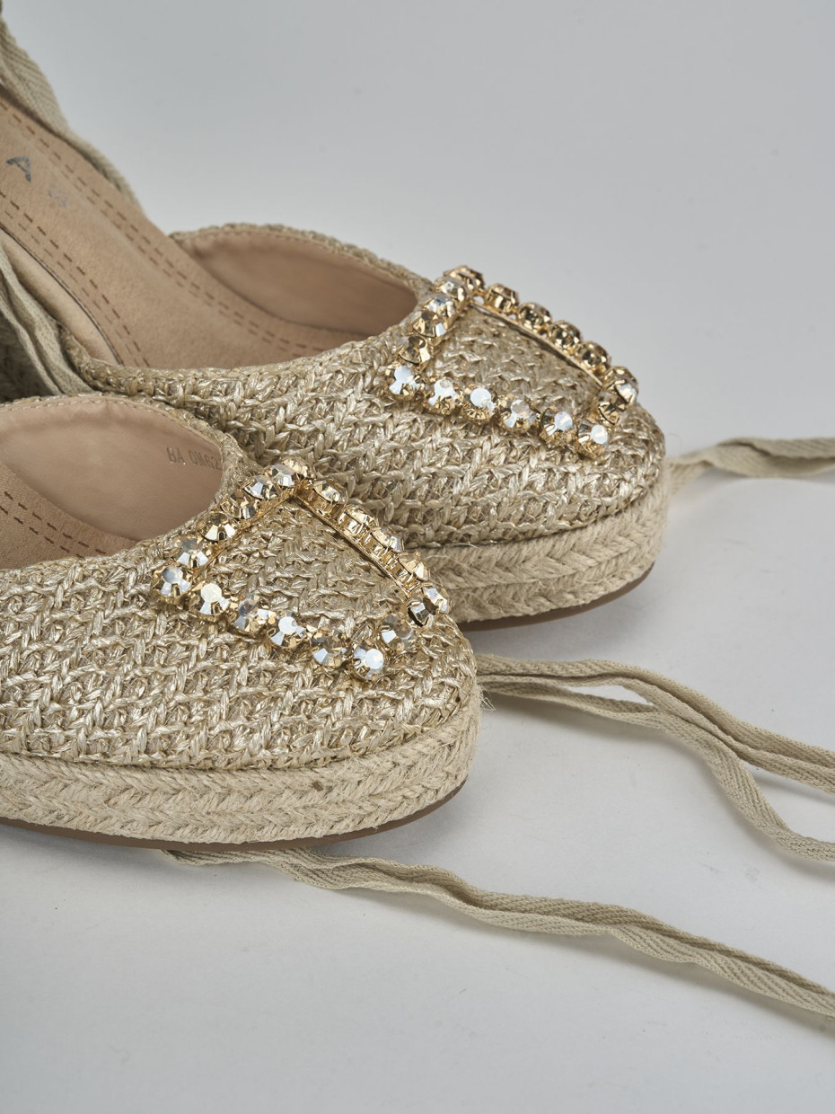 Espadrillas tacco 8cm pelle oro