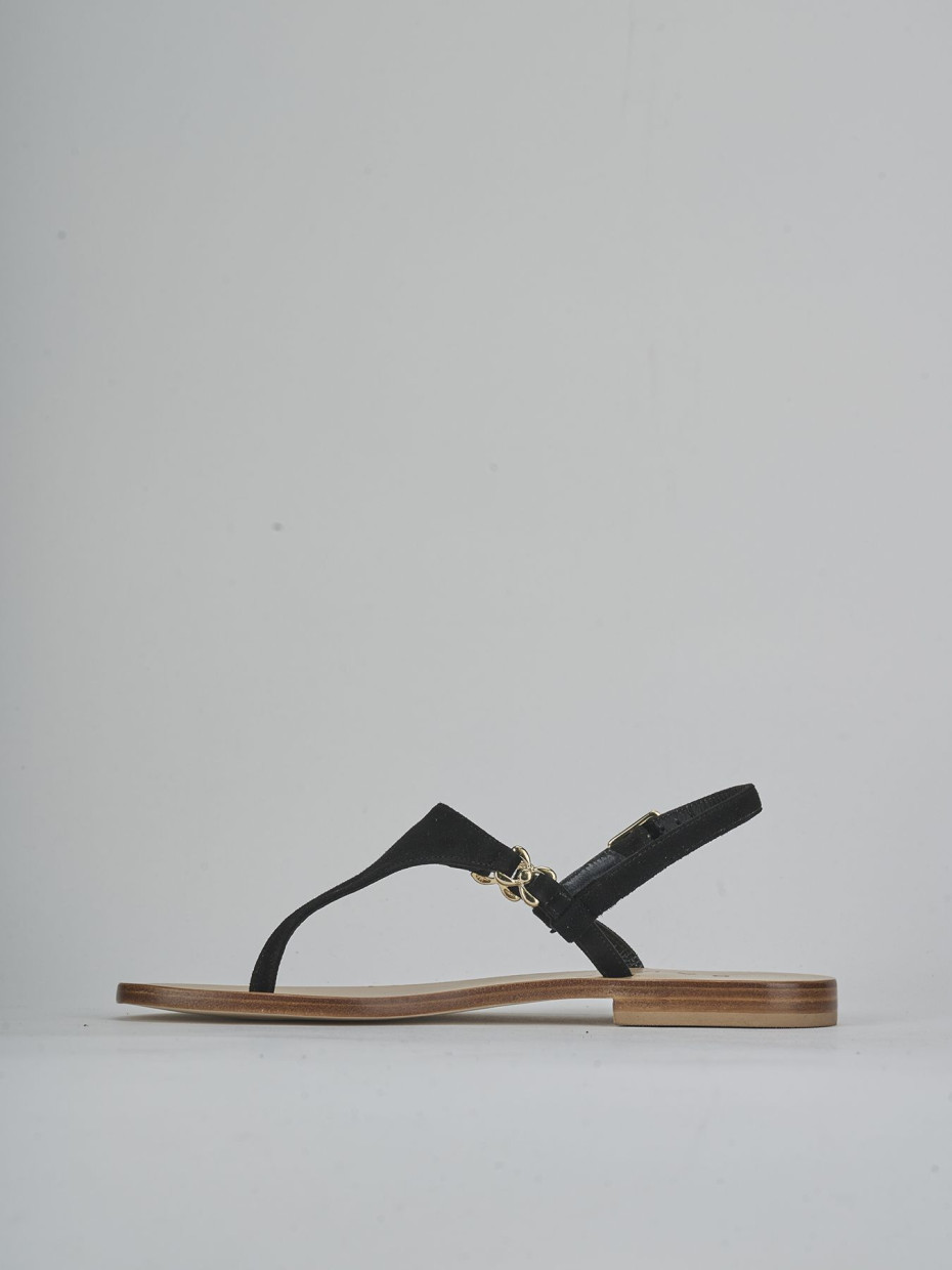 Sandalo infradito tacco 1 cm nero camoscio