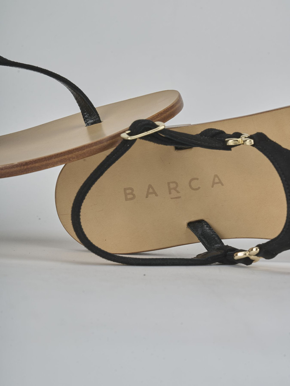 Sandalo infradito tacco 1 cm nero camoscio