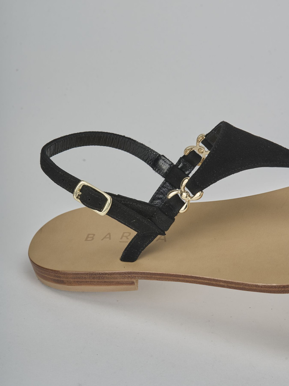 Sandalo infradito tacco 1 cm nero camoscio