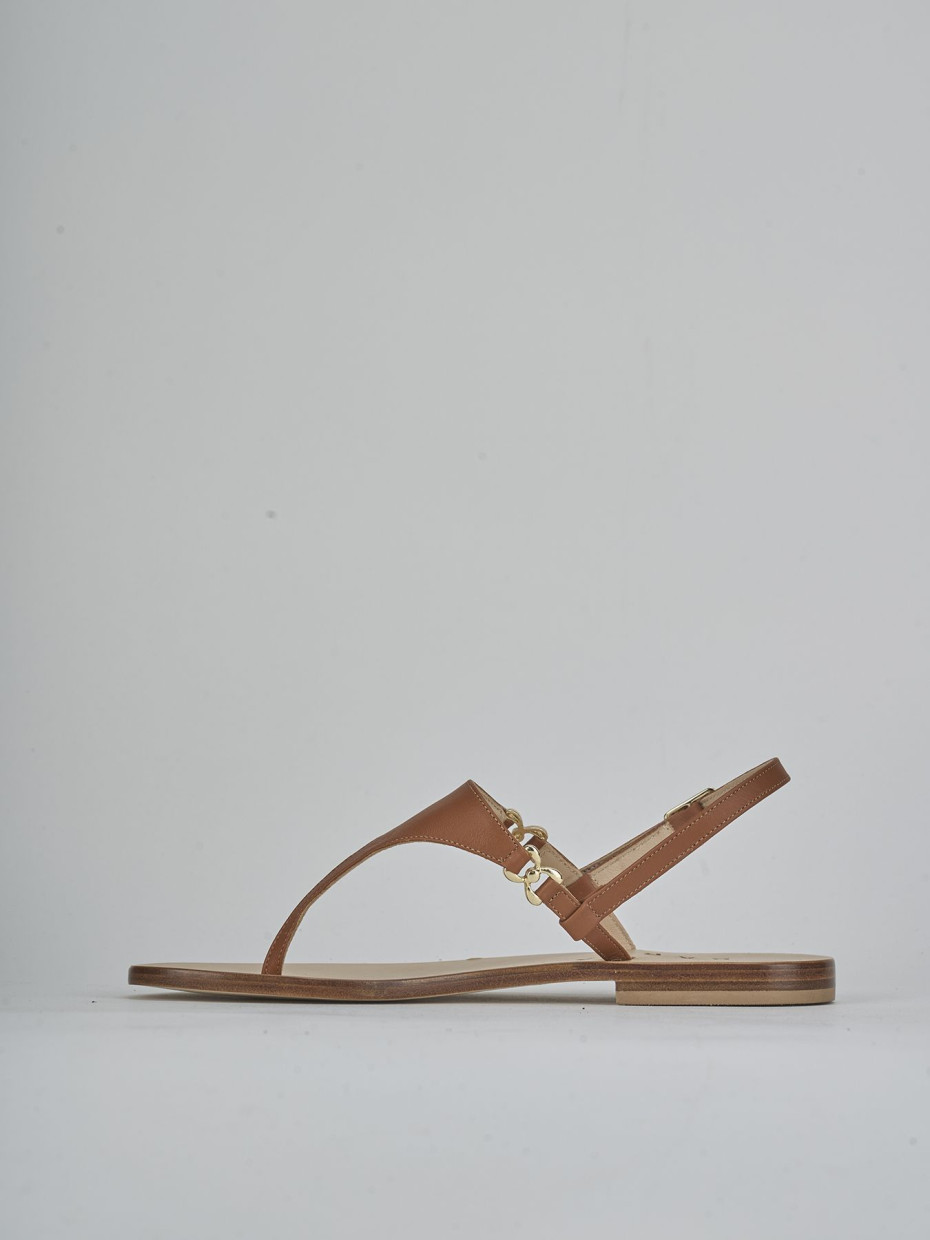 Sandalo infradito tacco 1 cm marrone pelle