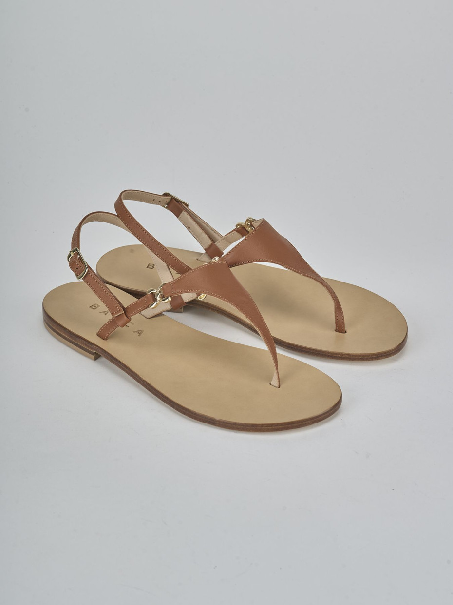 Sandalo infradito tacco 1 cm marrone pelle