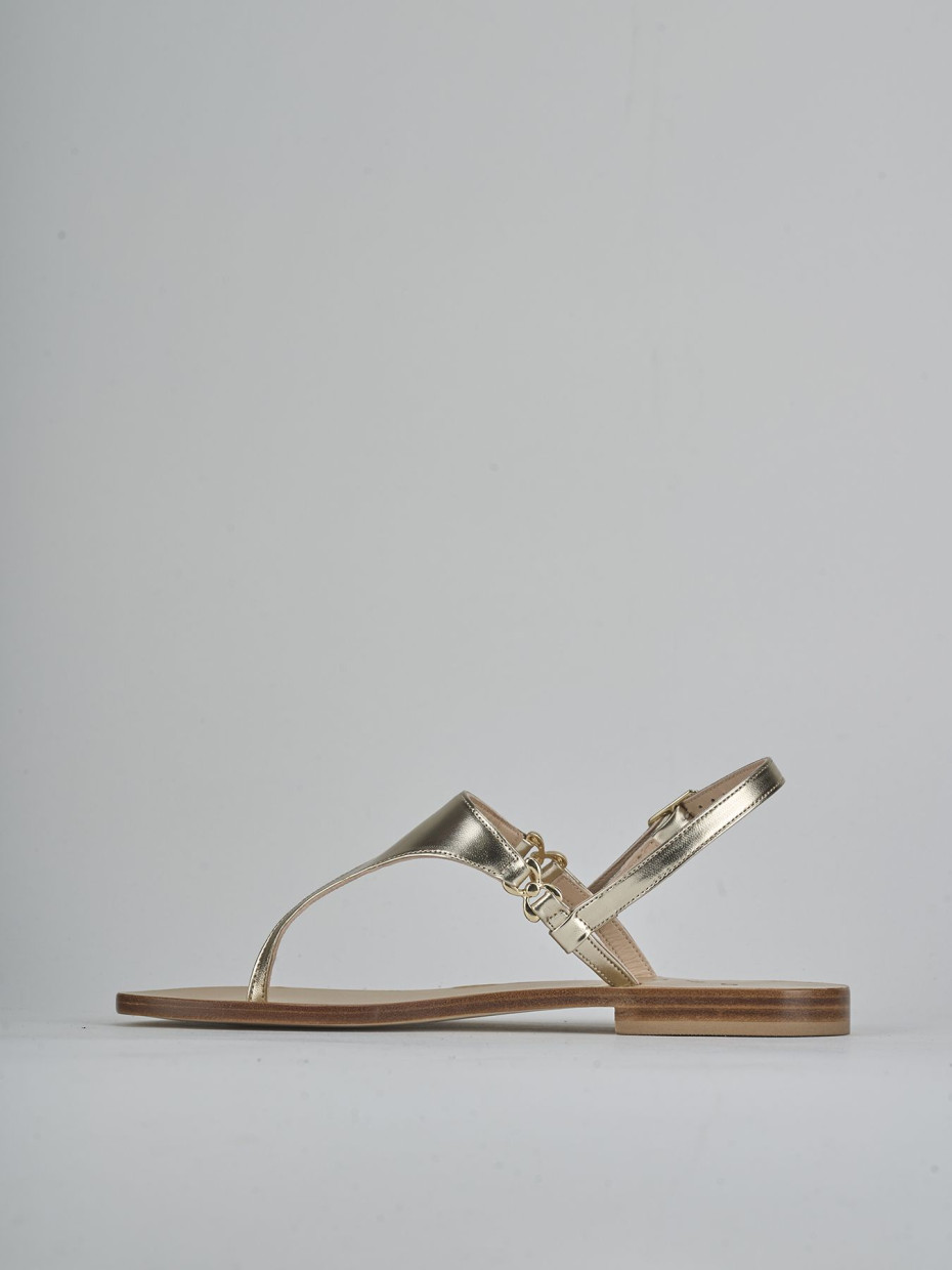 Sandalo infradito tacco 1 cm oro laminato