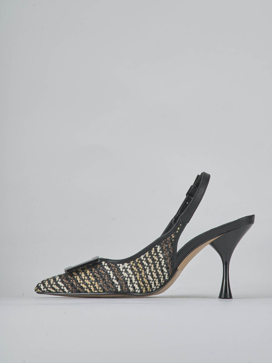 Décolleté e slingback tacco 8cm pelle nero