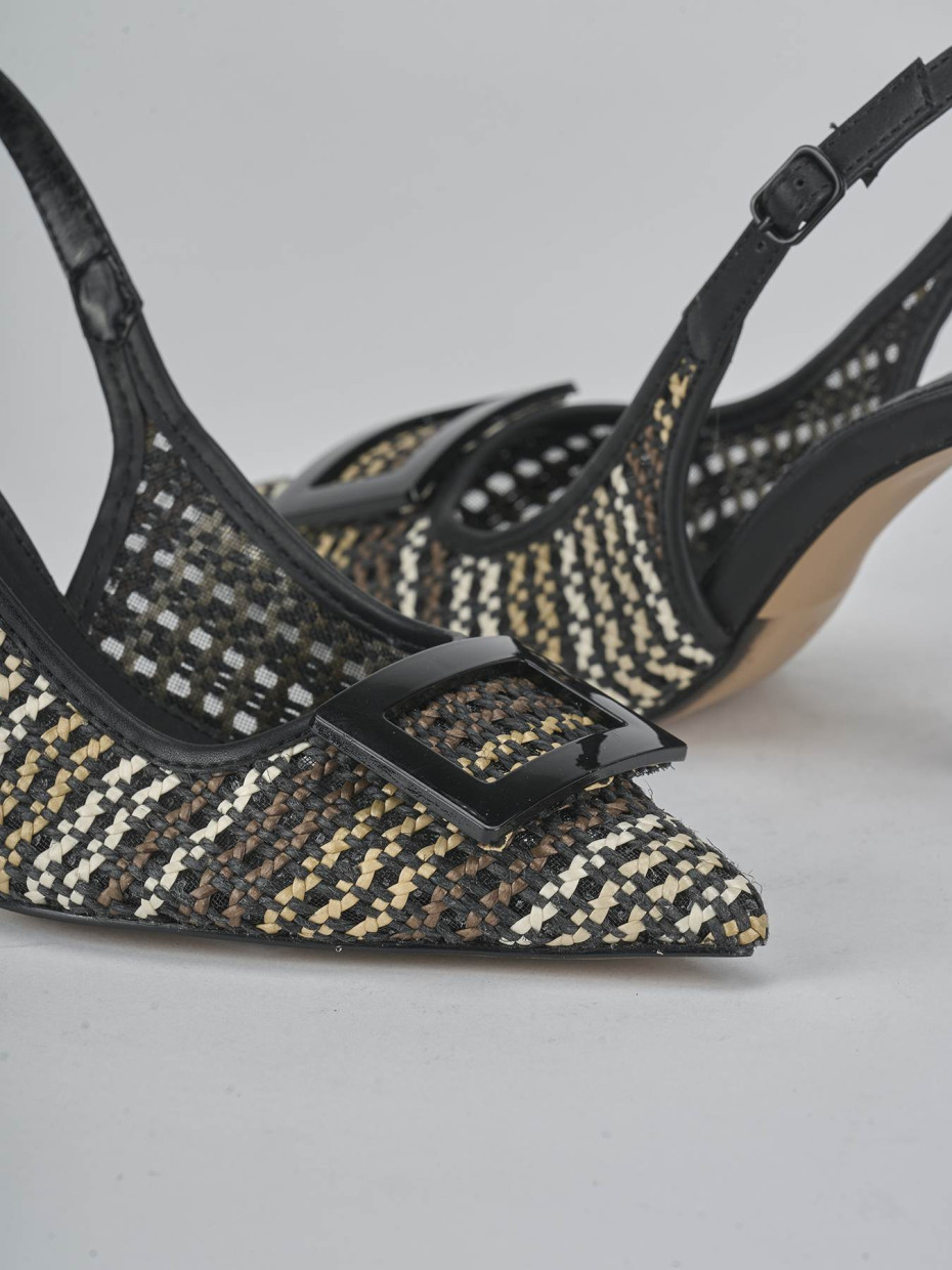 Décolleté e slingback tacco 8cm pelle nero