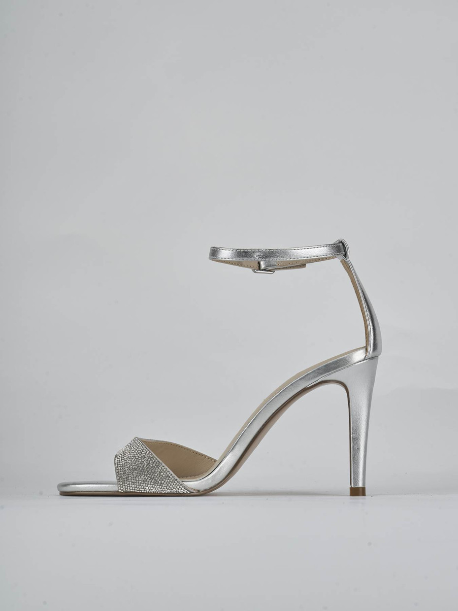 Sandali tacco 8cm pelle argento