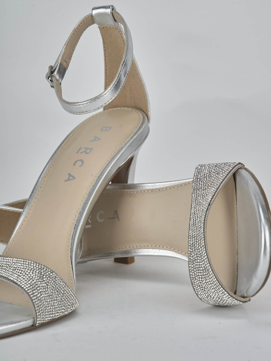 Sandali tacco 8cm pelle argento