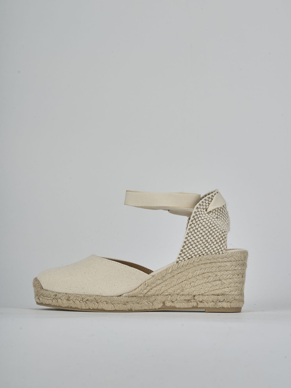 Espadrillas tacco 6cm tessuto beige