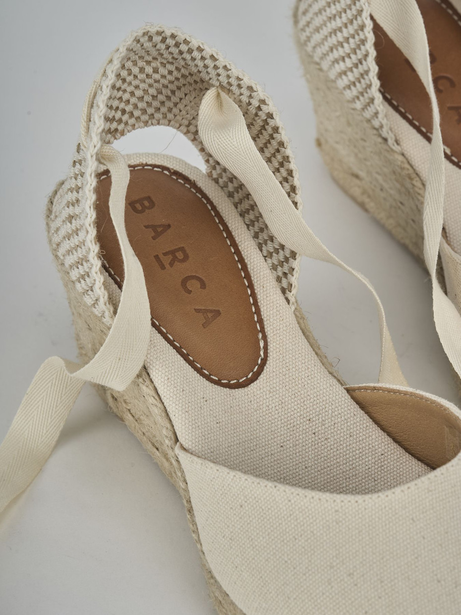 Espadrillas tacco 6cm tessuto beige