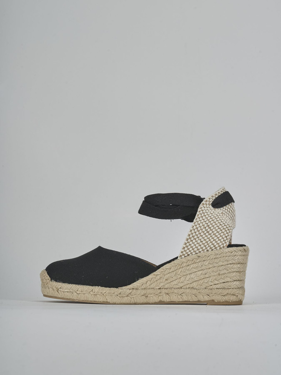Espadrillas tacco 6cm tessuto nero