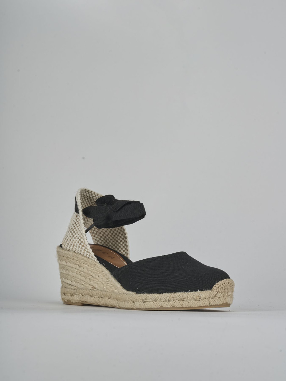 Espadrillas tacco 6cm tessuto nero