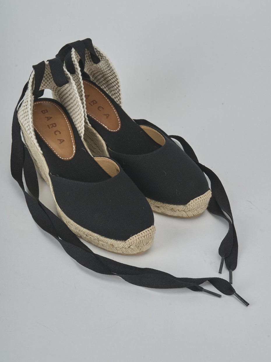 Espadrillas tacco 6cm tessuto nero