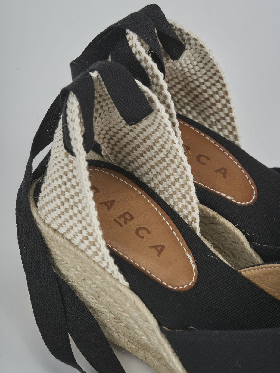 Espadrillas tacco 6cm tessuto nero