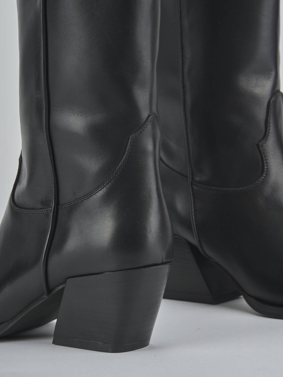 Stivali tacco 6cm pelle nero
