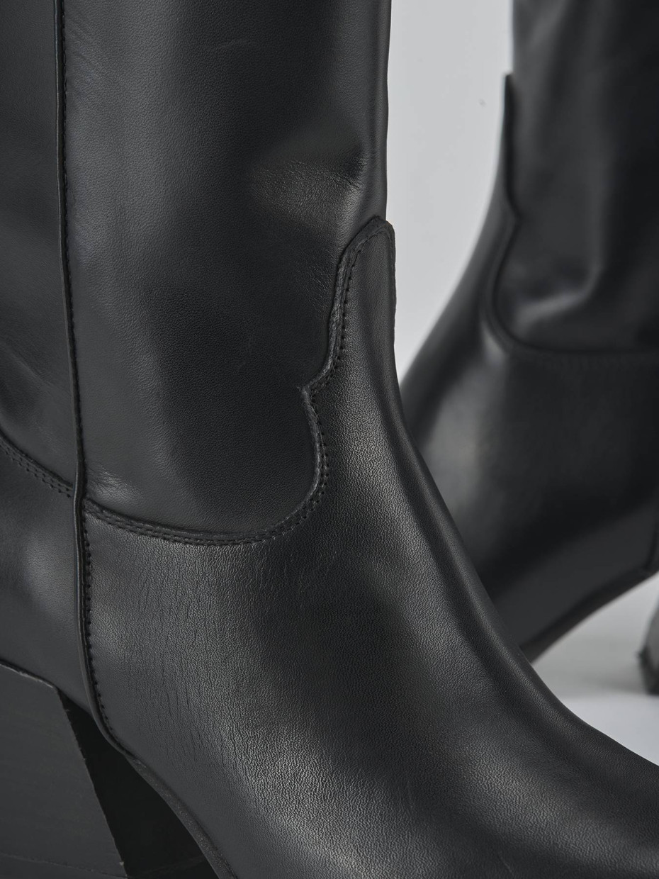 Stivali tacco 6cm pelle nero
