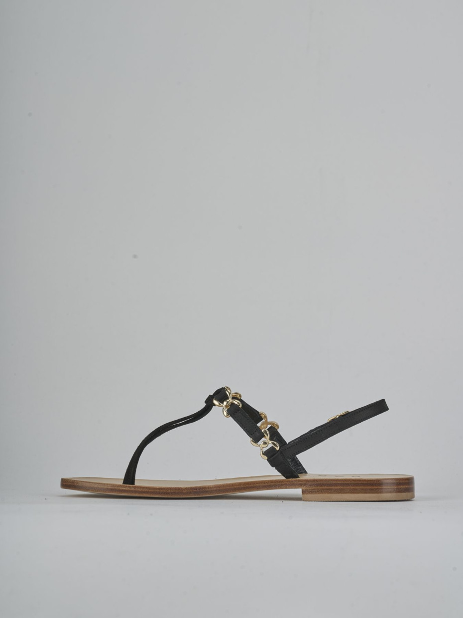 Sandalo infradito tacco 1 cm nero camoscio