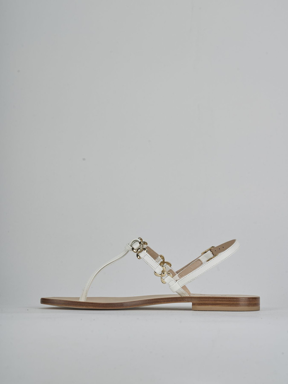 Sandalo infradito tacco 1 cm bianco pelle