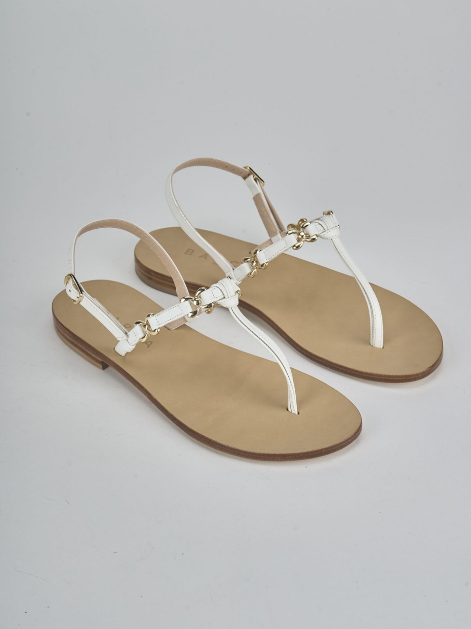 Sandalo infradito tacco 1 cm bianco pelle
