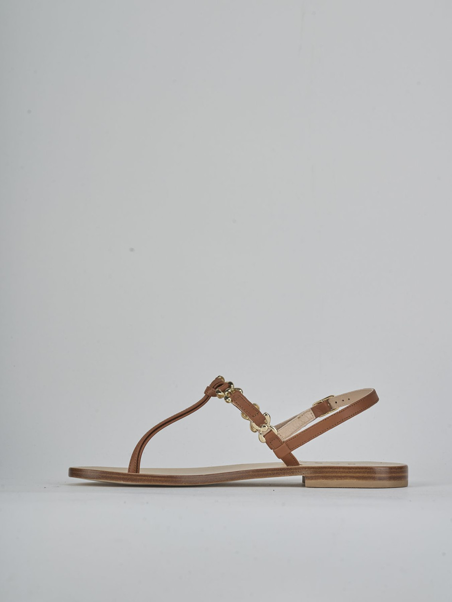 Sandalo infradito tacco 1 cm marrone pelle