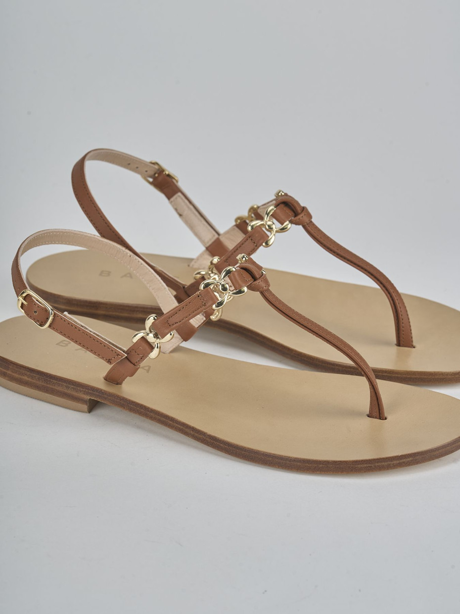 Sandalo infradito tacco 1 cm marrone pelle