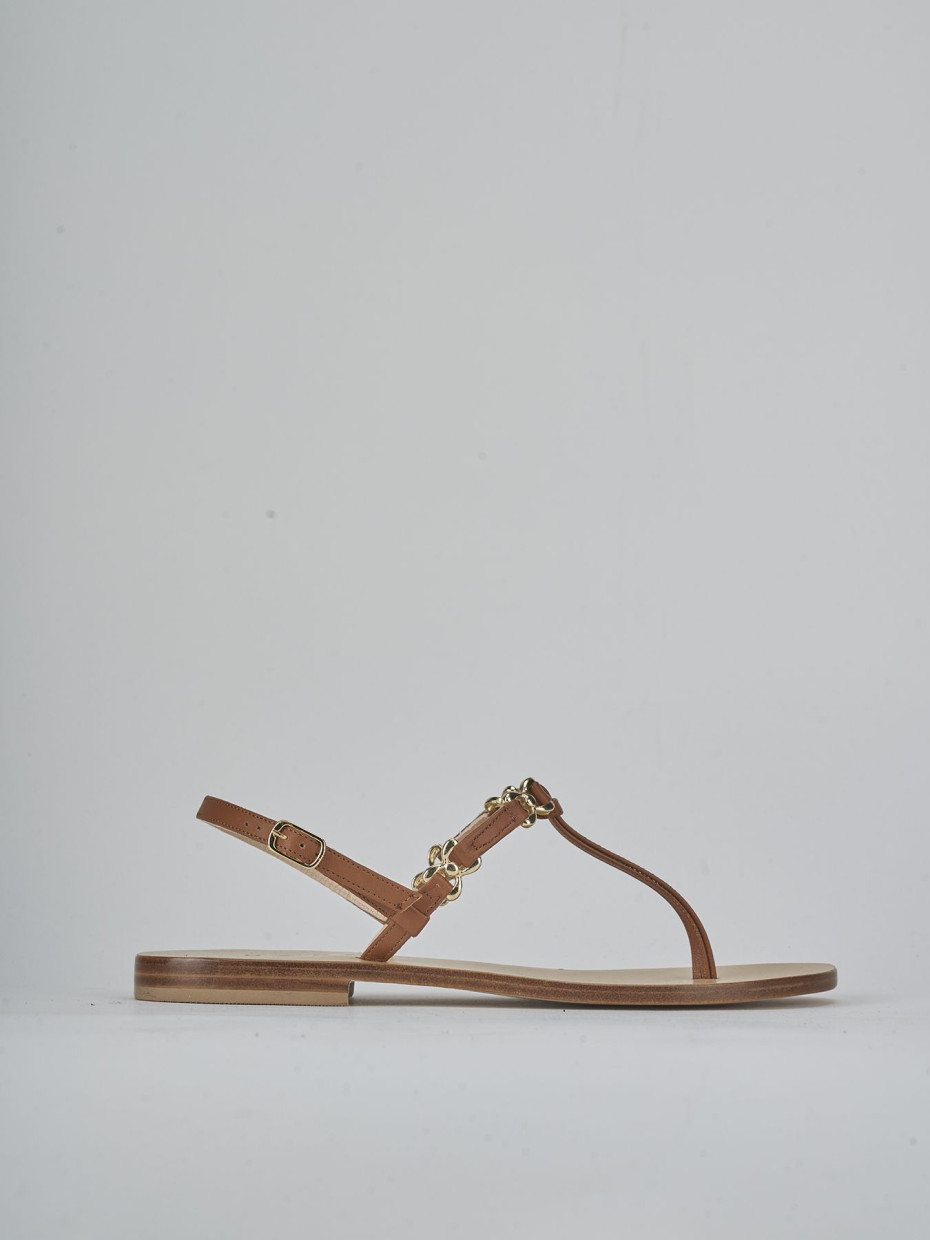 Sandalo infradito tacco 1 cm marrone pelle