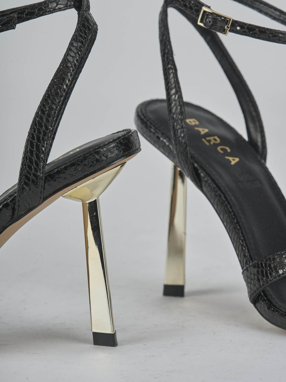 Sandali tacco 9cm pelle nero