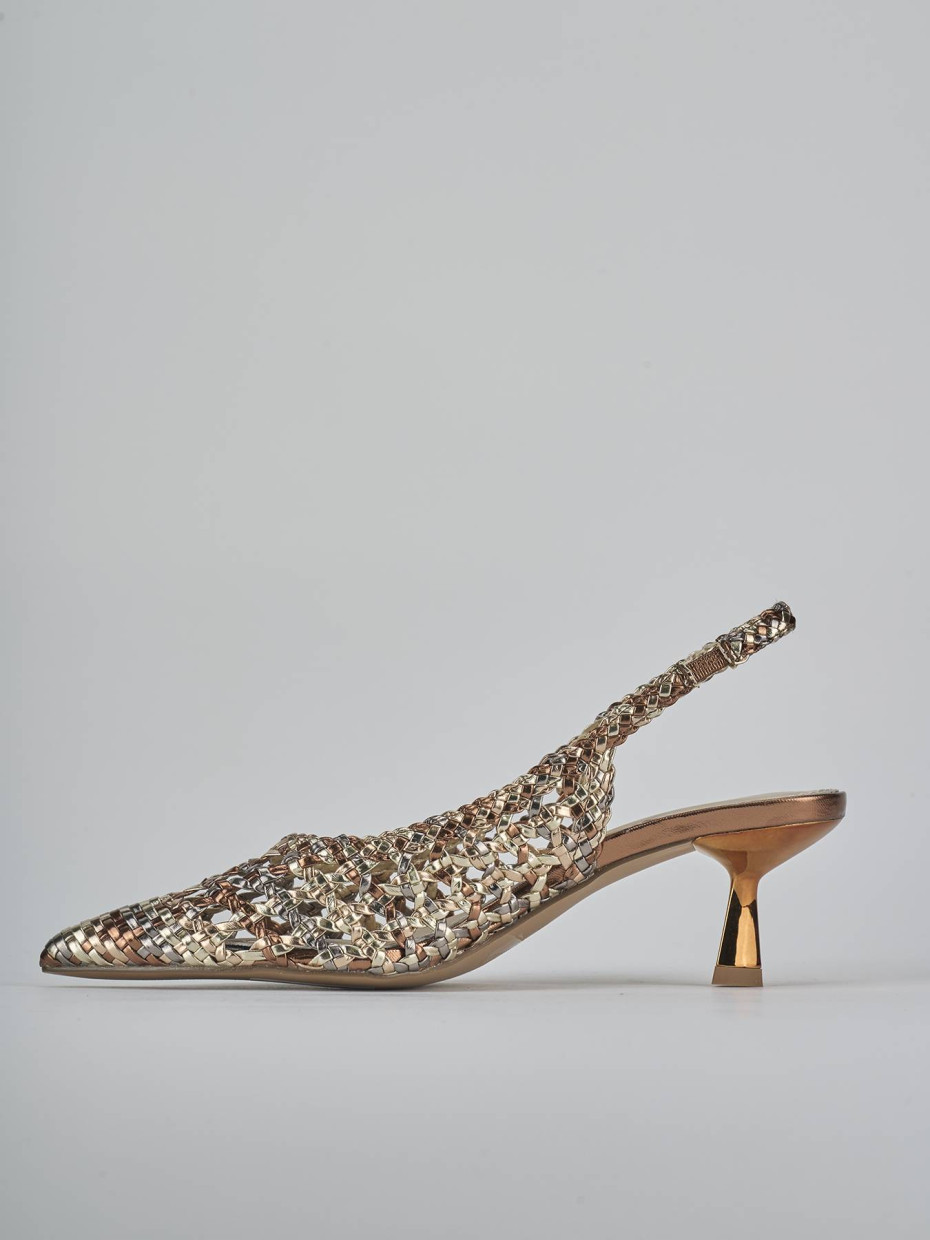 Décolleté e slingback tacco 4cm pelle bronzo