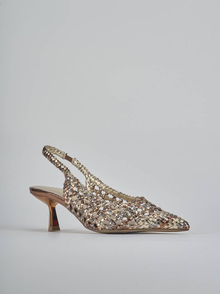 Décolleté e slingback tacco 4cm pelle bronzo
