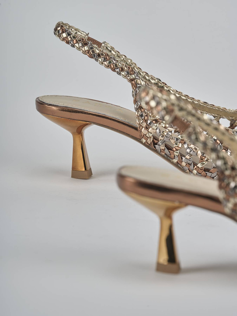 Décolleté e slingback tacco 4cm pelle bronzo