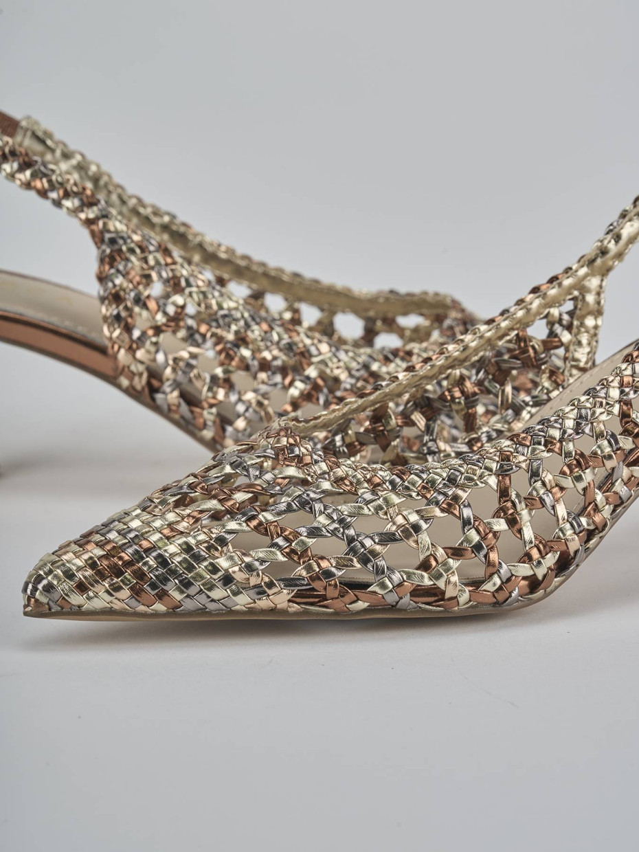 Décolleté e slingback tacco 4cm pelle bronzo