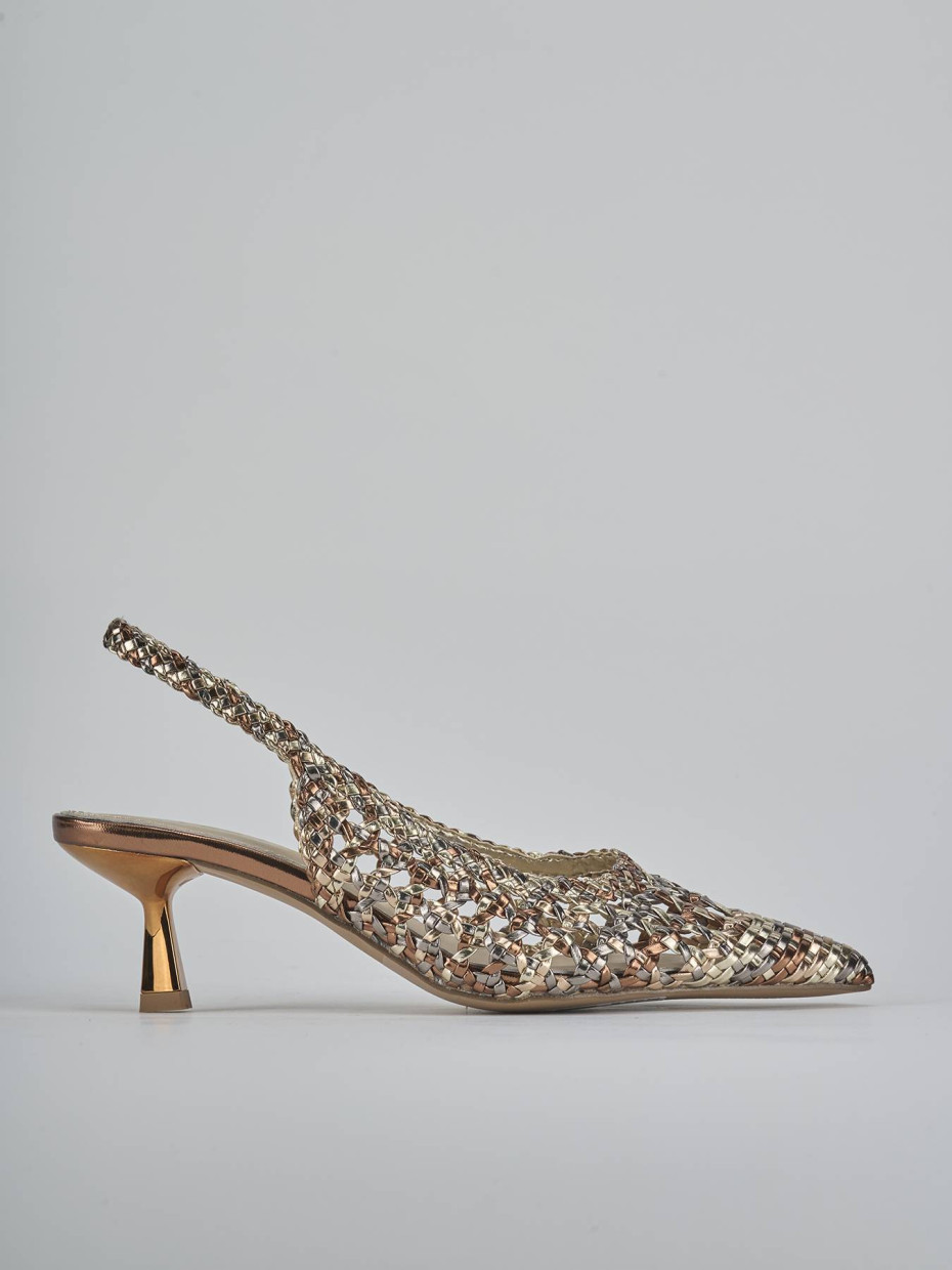 Décolleté e slingback tacco 4cm pelle bronzo