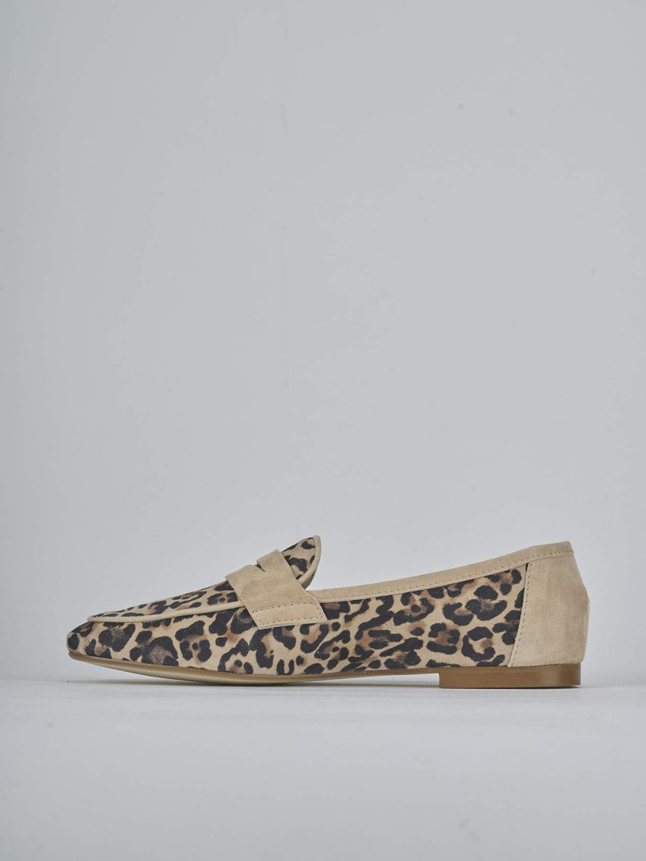 Mocassini tacco 1cm camoscio marrone