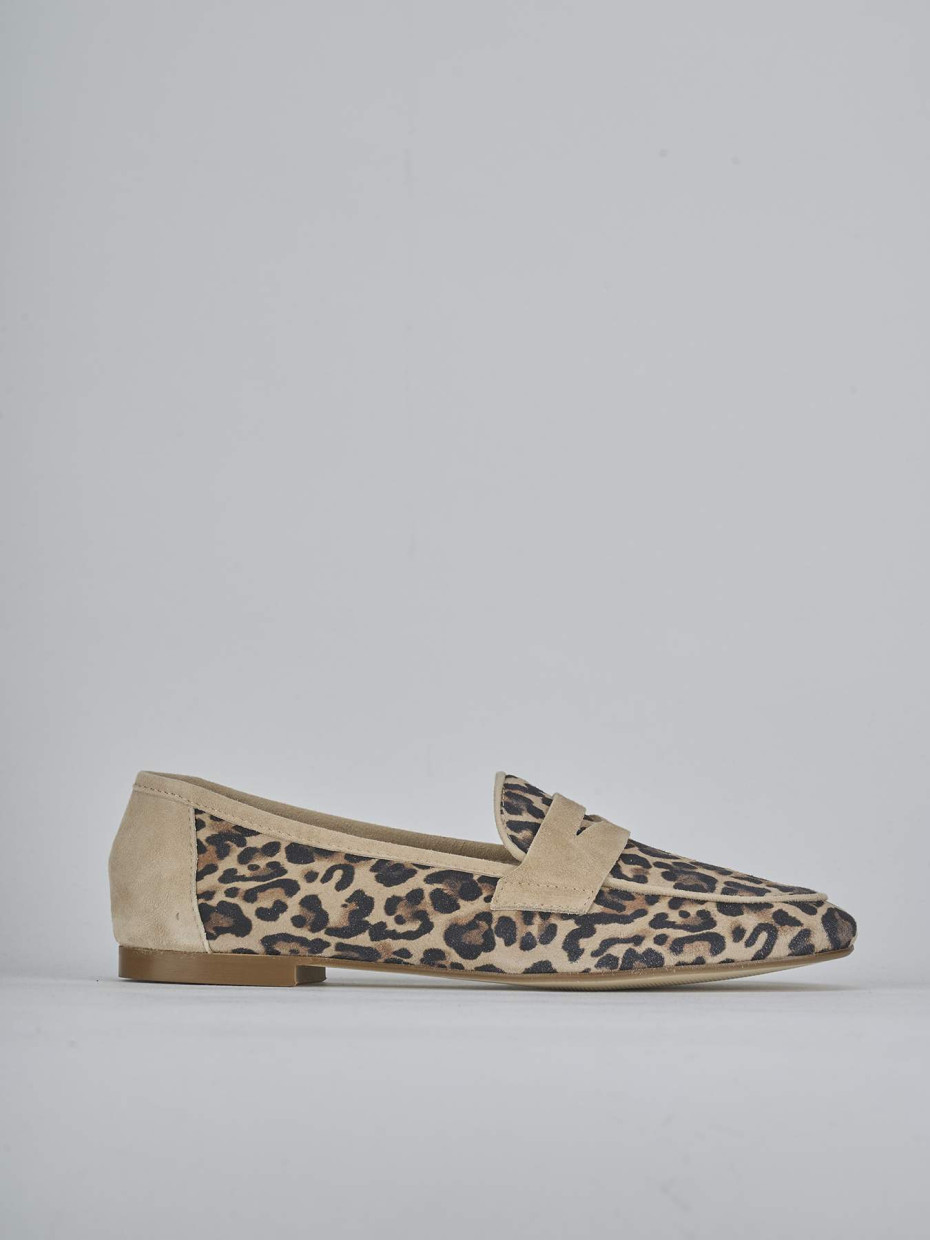 Mocassini tacco 1cm camoscio marrone