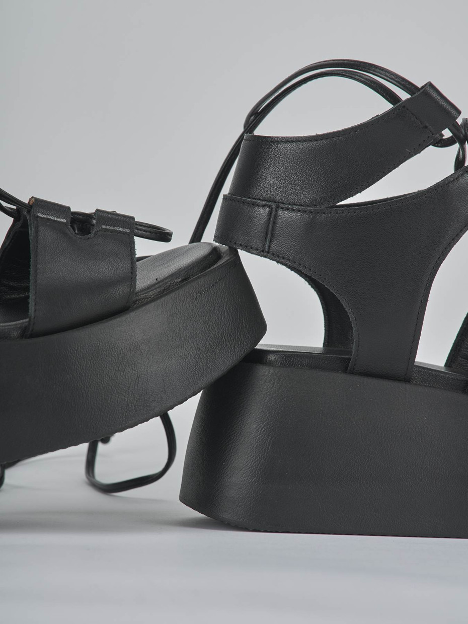 Sandali tacco 4cm pelle nero