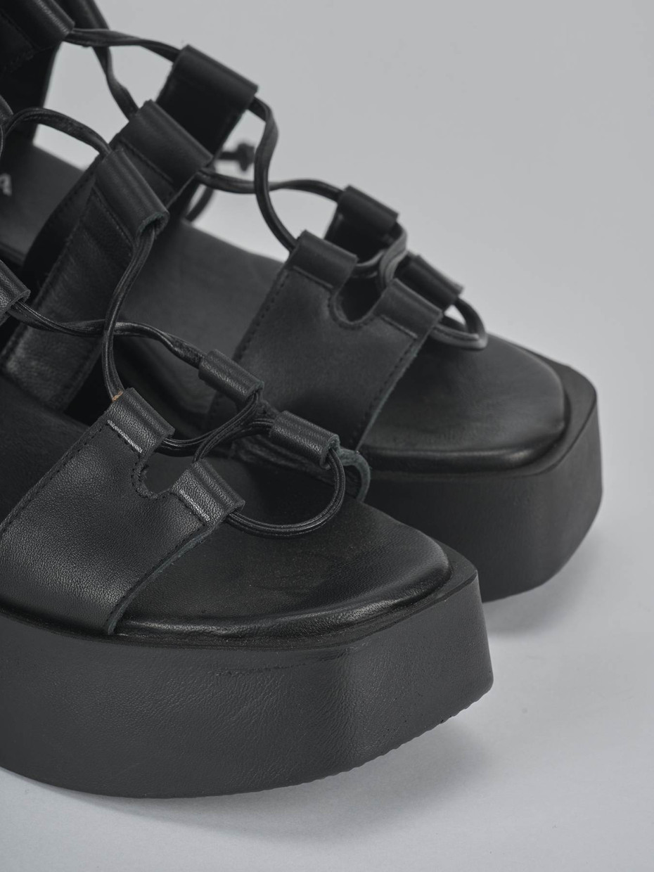 Sandali tacco 4cm pelle nero
