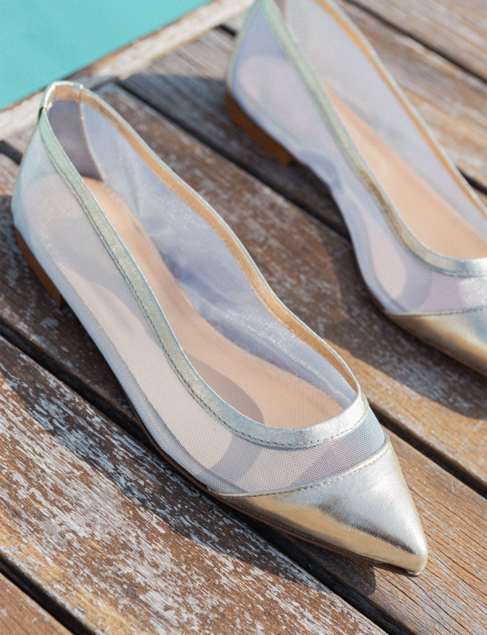 Ballerine tacco 1cm pelle oro
