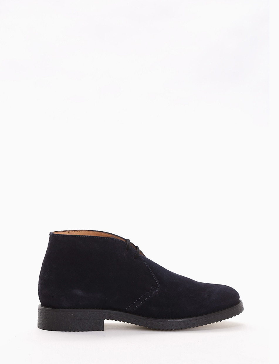 Desert boots heel 2 cm blu chamois